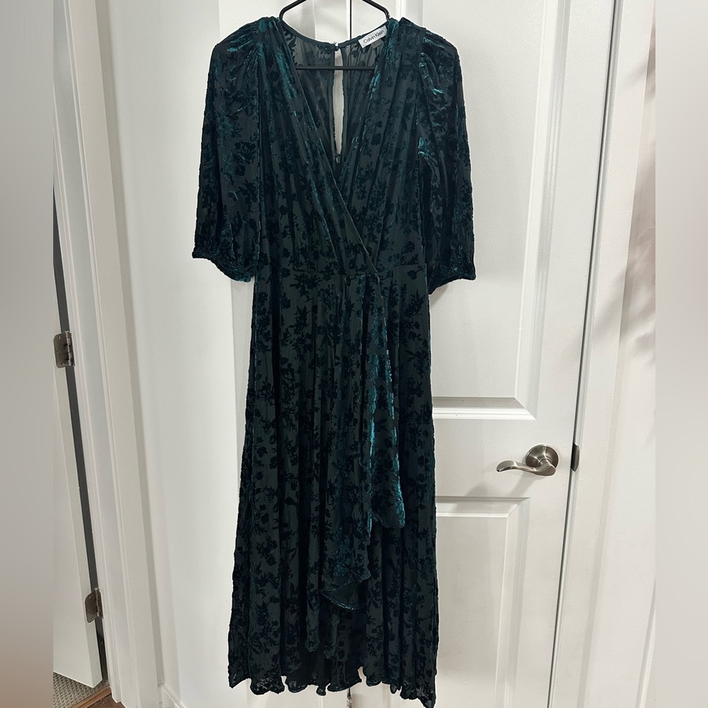 Calvin Klein Dark Green Velvet Dress